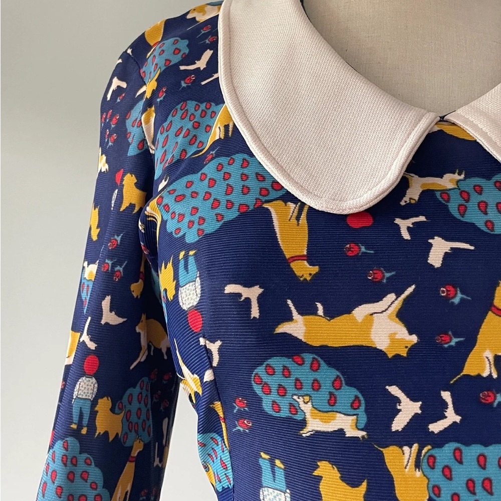 1970s Dog Print Dress - Picture 4 of 8